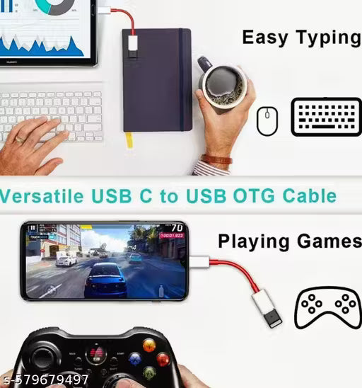 OTG CABLE 3.0 TYPE-C to Micro USB, Premium quality OTG cable (PACK OF 1) (White - Red) Portable OTG cable for High speed data transfer, charging & connecting other devices/ gadgets to Android mobile & Laptop