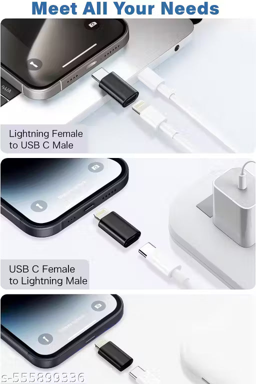 USB-C to Lightning Adapter, Support 27W Fast Charging & Data Sync & Lightning to USB-C Adapter for All Types of Phone,iPad, Buds(Charge Only Combo)