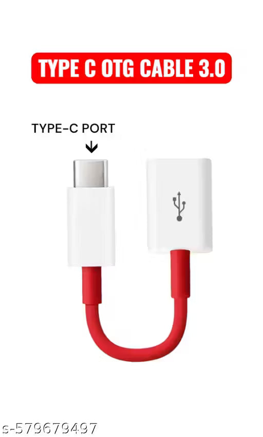 OTG CABLE 3.0 TYPE-C to Micro USB, Premium quality OTG cable (PACK OF 1) (White - Red) Portable OTG cable for High speed data transfer, charging & connecting other devices/ gadgets to Android mobile & Laptop