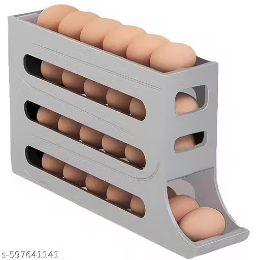 GURUKRUPA TRADLINK Egg Dispenser Automatic Rolling Tray Organizer, Holds 28 Eggs, Space Saving Refrigerator to Dining Table, Kitchen, Cabinets (Grey)