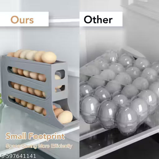 GURUKRUPA TRADLINK Egg Dispenser Automatic Rolling Tray Organizer, Holds 28 Eggs, Space Saving Refrigerator to Dining Table, Kitchen, Cabinets (Grey)