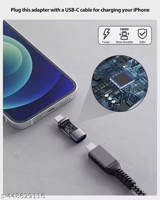 Type C Female to Lightning Male OTG Adapter, Compatible with All iOS Devices (USB C to Lightning)(100% Working)