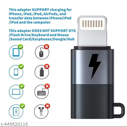 Type C Female to Lightning Male OTG Adapter, Compatible with All iOS Devices (USB C to Lightning)(100% Working)